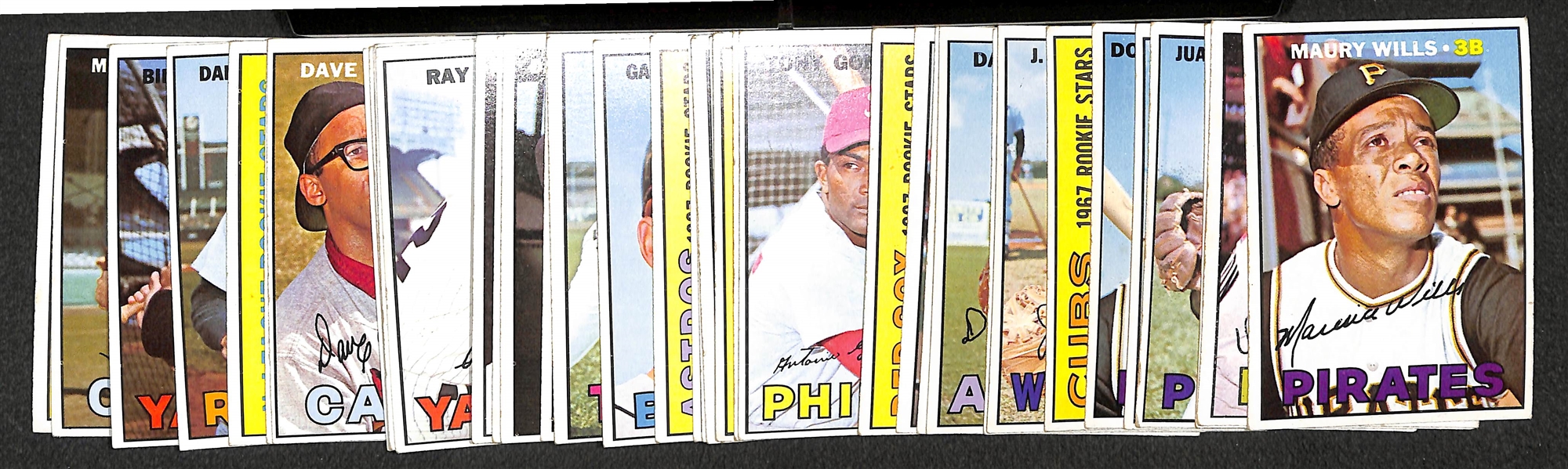 Lot of 40 Different 1967 Topps Baseball High Number Cards w. Maury Wills (First Topps Card)