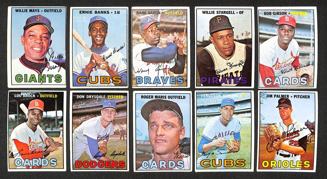 Lot of 20 Different 1967-68 Topps Superstar Baseball Cards w. Willie Mays