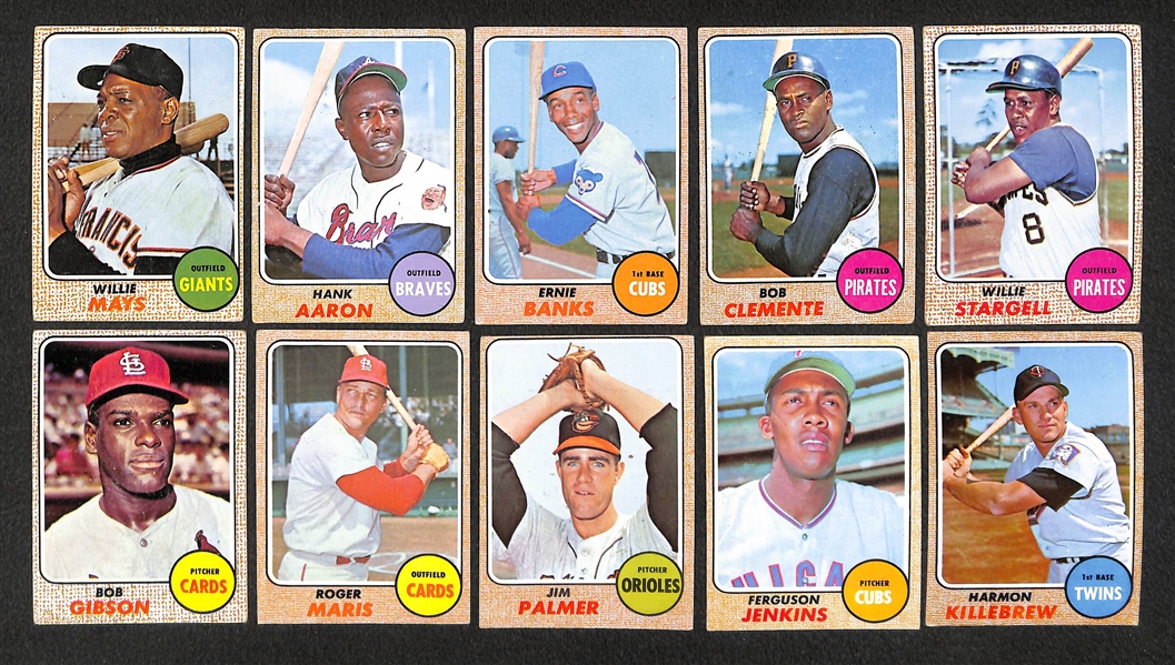 Lot of 20 Different 1967-68 Topps Superstar Baseball Cards w. Willie Mays