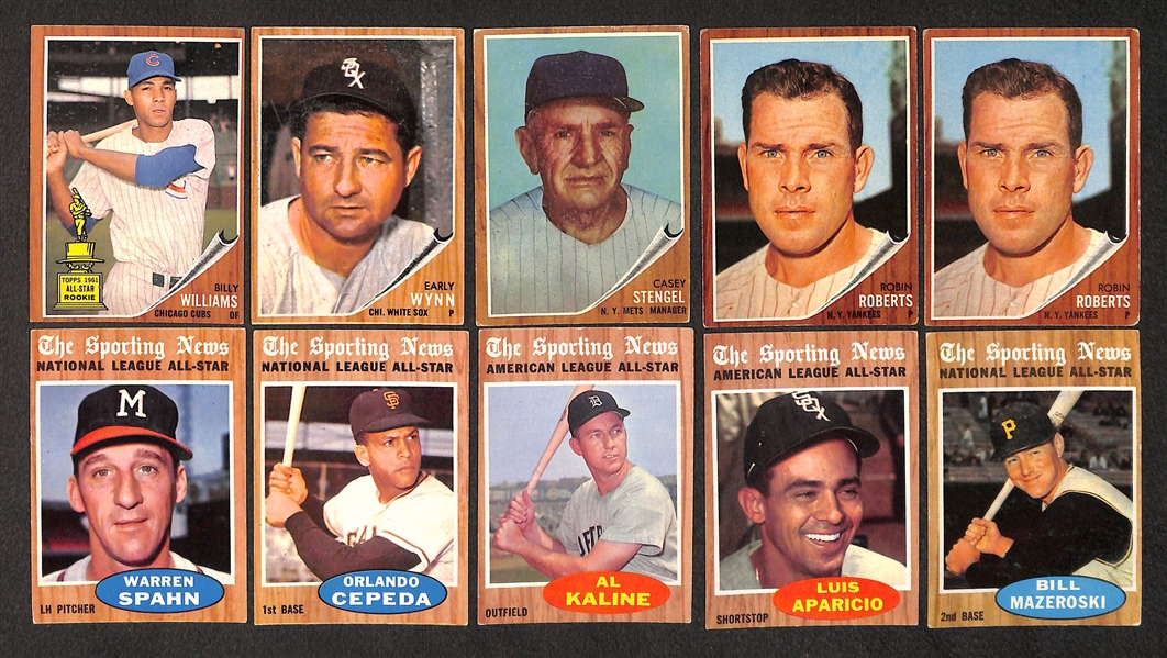 Lot of 400+ 1962 Topps Baseball Cards w. Billy Williams (2nd year)
