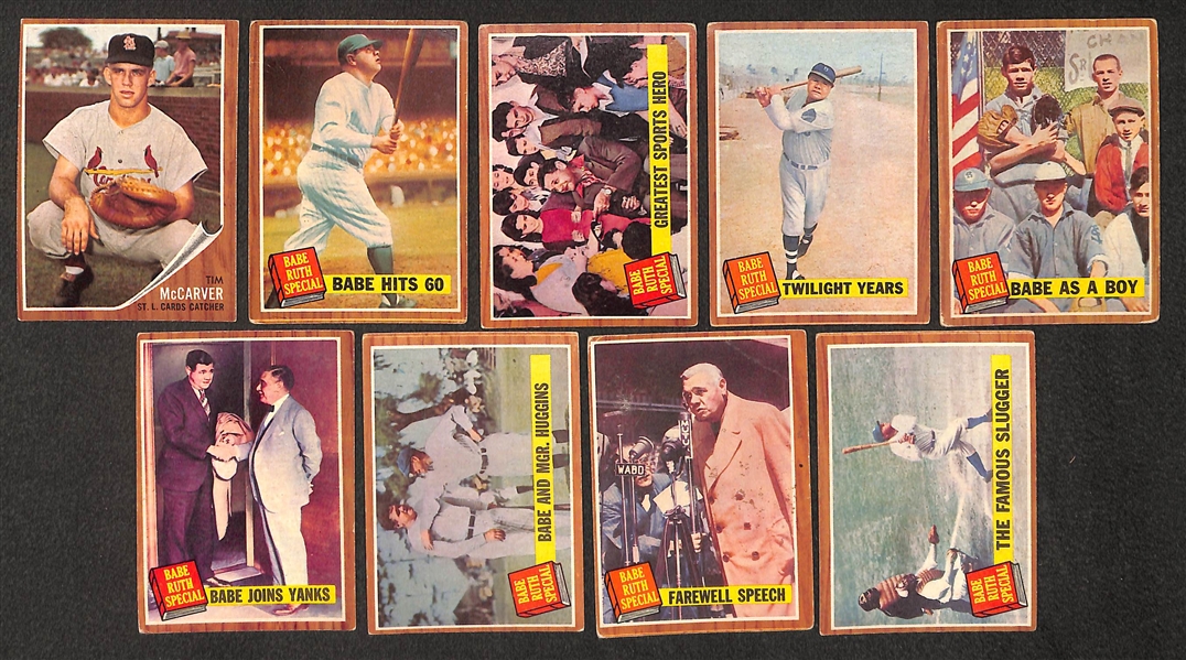 Lot of 400+ 1962 Topps Baseball Cards w. Billy Williams (2nd year)
