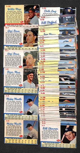 Lot of 100+ 1962 Post Baseball Cards w. Mantle Ad Card & Mantle Regular