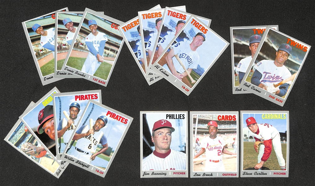 Lot of 1000+ 1970 Topps Baseball Cards w. Ernie Banks x3