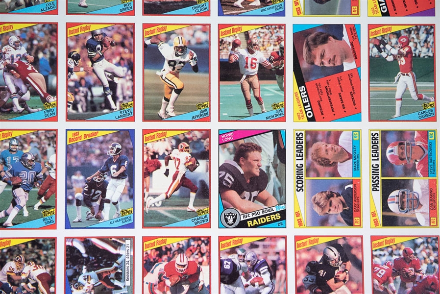 Set of 3 - 1984 Topps Football Uncut Sheets (Complete Set) w. Marino & Elway Rookie Cards - Well Preserved in EX+ to NM Condition
