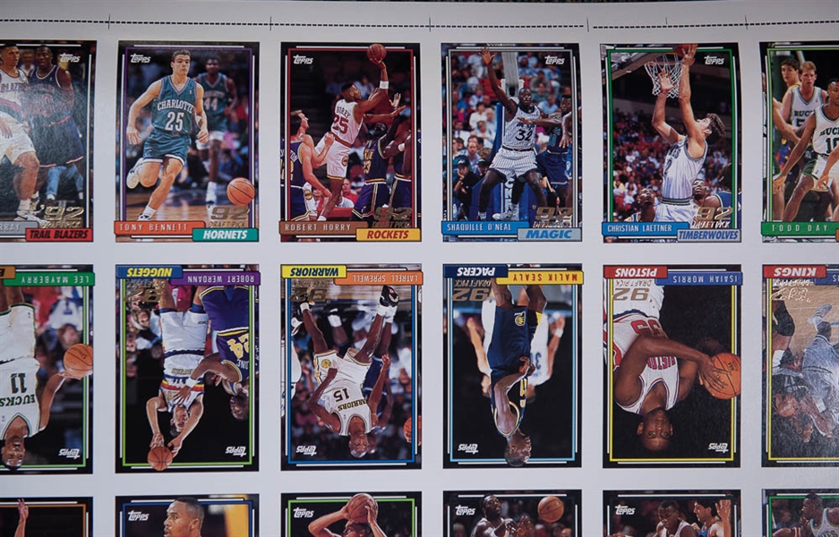Lot of 2 - 1992 Topps Basketball Uncut Sheets w. Shaquille O'Neal