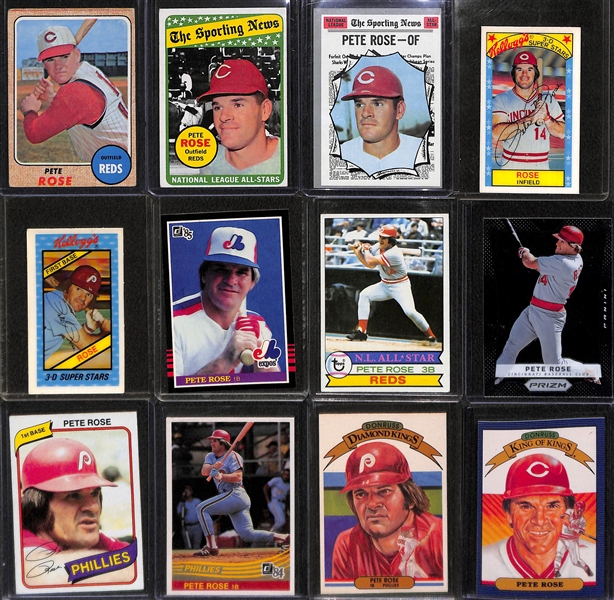 Lot of 180+ Pete Rose Cards from 1968-1980s