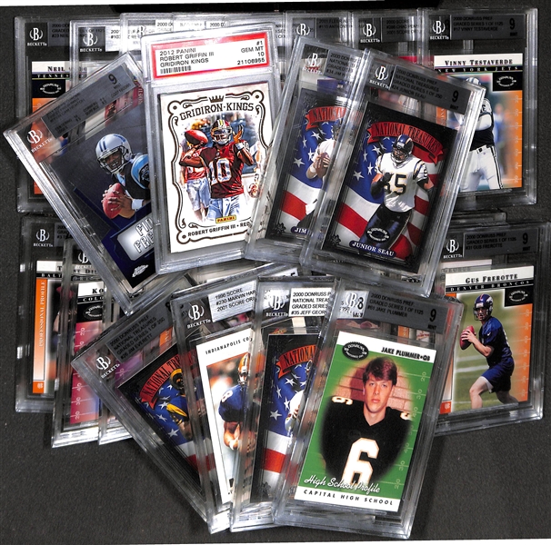 Lot of 25 Graded Football Cards w. Cam Newton Rookie