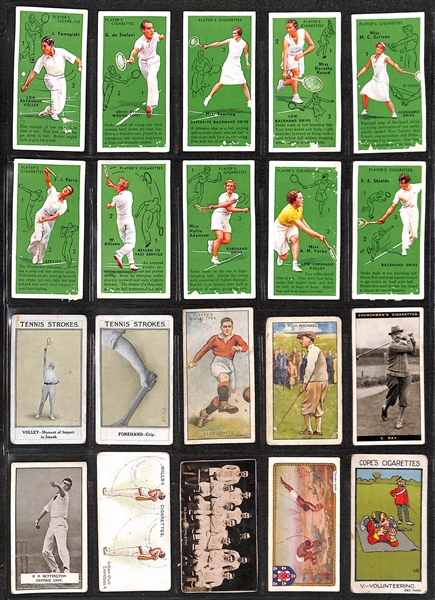 Lot of 236 1910s-1940s Cigarette Cards of Sports, Comical, & Animals w.  Golfer Edward Ray