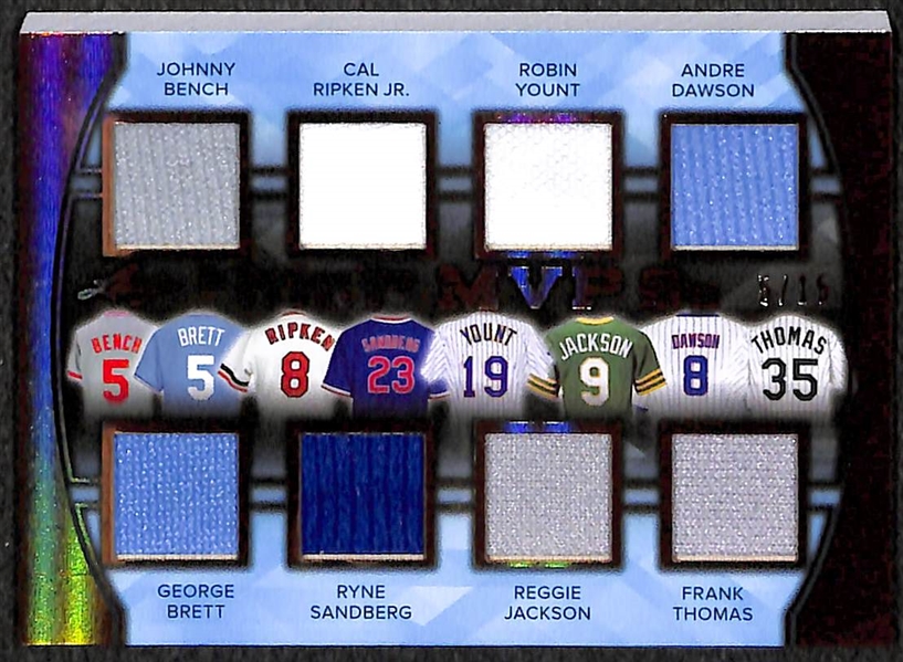 Lot of 2 - 2018 Leaf In The Game Used MVP Card (8-Piece Relic Card of 8 MVPs/HOFers) #5/15 & Award Seasons w. Piazza Patch (#3/9) Jersey Relic Cards