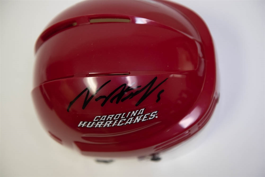 Noah Hanifin Autographed Replica Red Hurricanes Mini Helmet - UDA