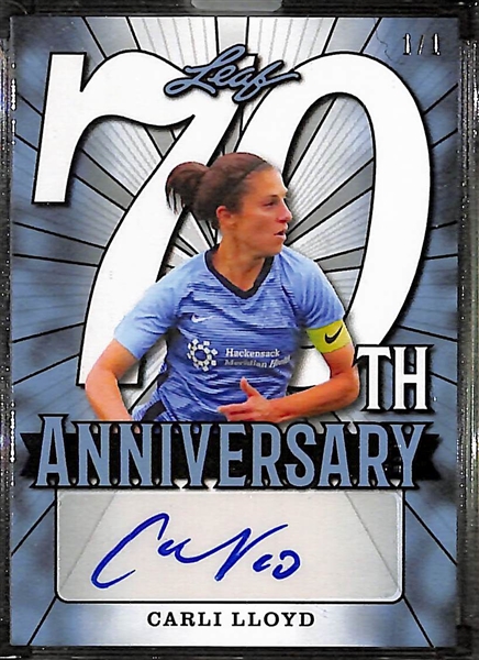 Carli Lloyd Leaf 70th Anniversary #ed 1/1 Autograph Card (USA Woman's Soccer Star) - Numbered One of One!