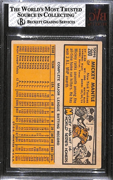 1963 Topps Mickey Mantle Card Graded BVG 4.5 (Card # 200)