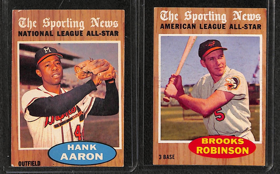Lot of 11 - 1962 Topps Baseball Cards w. Hank Aaron & Mickey Mantle All Star