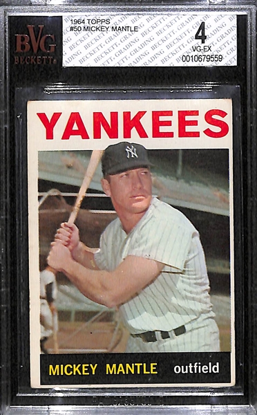 1964 Topps Mickey Mantle Card Graded BVG 4 (Card # 50)