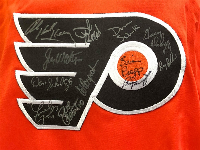 Flyers Legends Multi Signed Jersey - JSA (Inc. Bernie Parent, Dave Shultz, Bob Kelly, Brian Propp and more!!