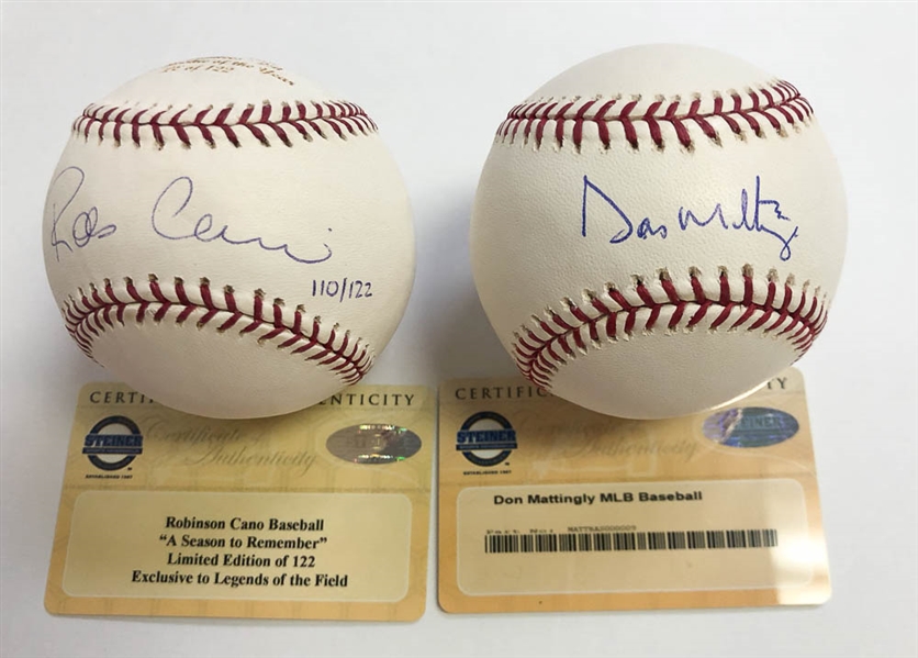 Don Mattingly & Robinson Cano Signed Baseballs - Steiner
