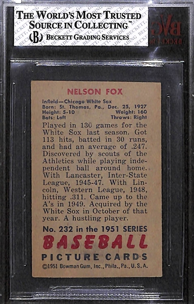 1951 Bowman Baseball #232 Nellie Fox - BVG 2.5