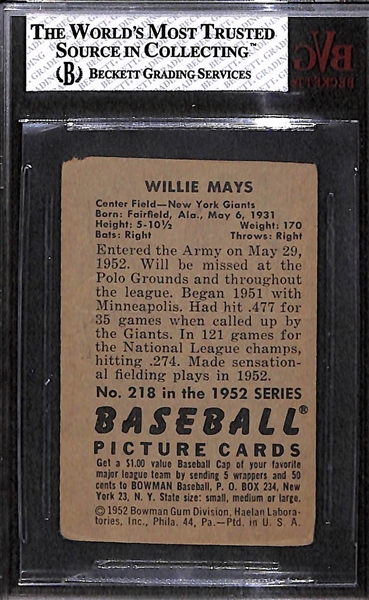 1952 Bowman #218 Willie Mays - BVG 1