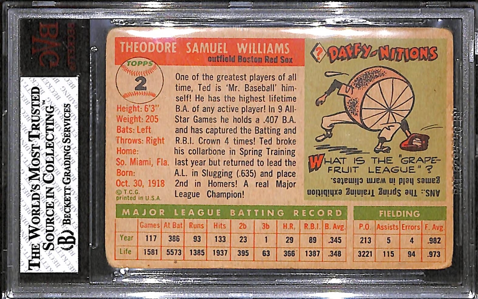 1955 Topps #2 Ted Williams - BVG 2