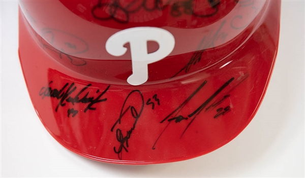 2017 Phillies Team Signed Game Used Helmet w. Aaron Nola