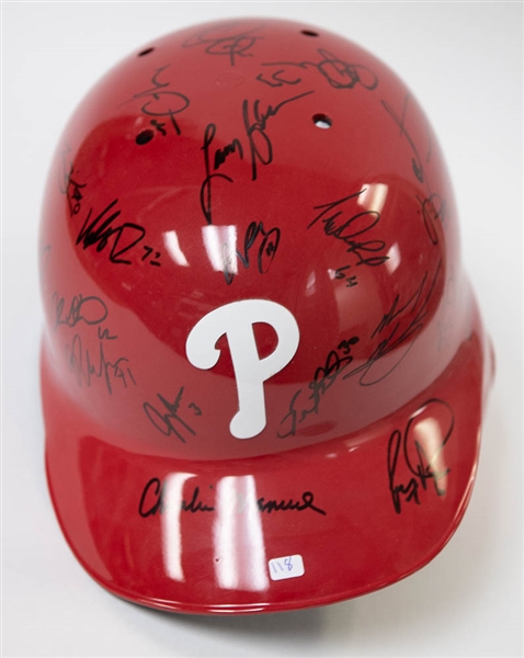 2015 Phillies Team Signed Helmet w. Utley & Howard