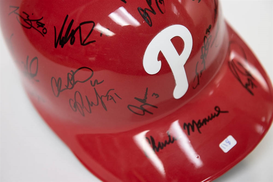 2015 Phillies Team Signed Helmet w. Utley & Howard