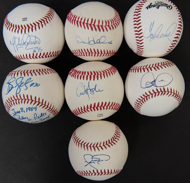 Lot Of 7 Phillies Signed Baseballs w. Juan Samuel & Steve Jeltz Stat Ball