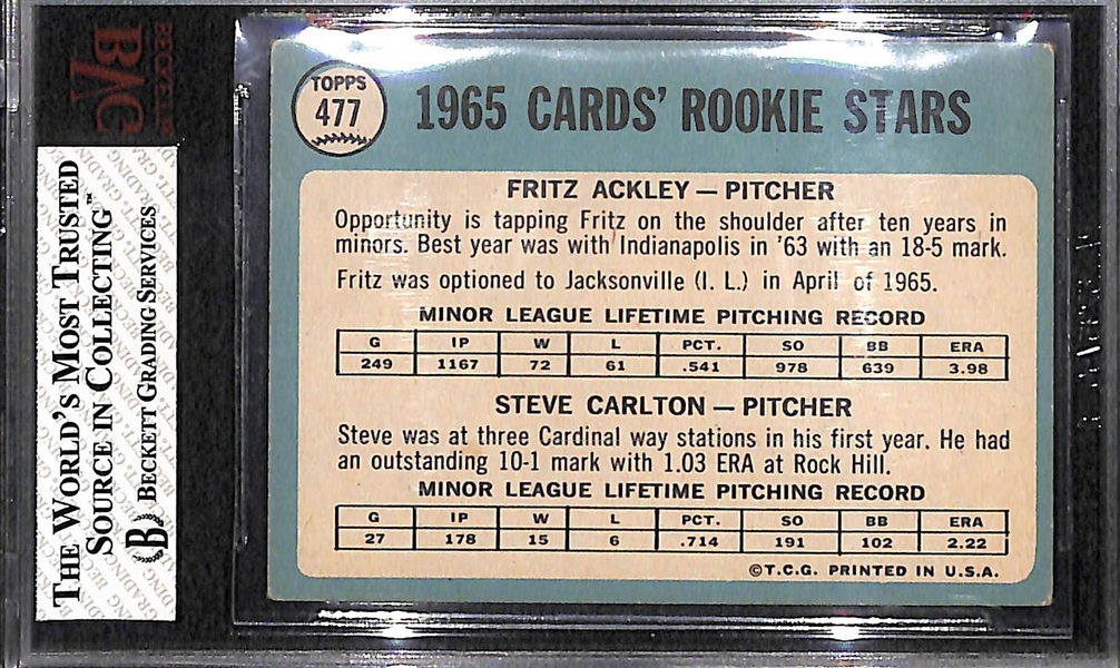 1965 Topps #477 Steve Carlton Rookie BVG 5.5