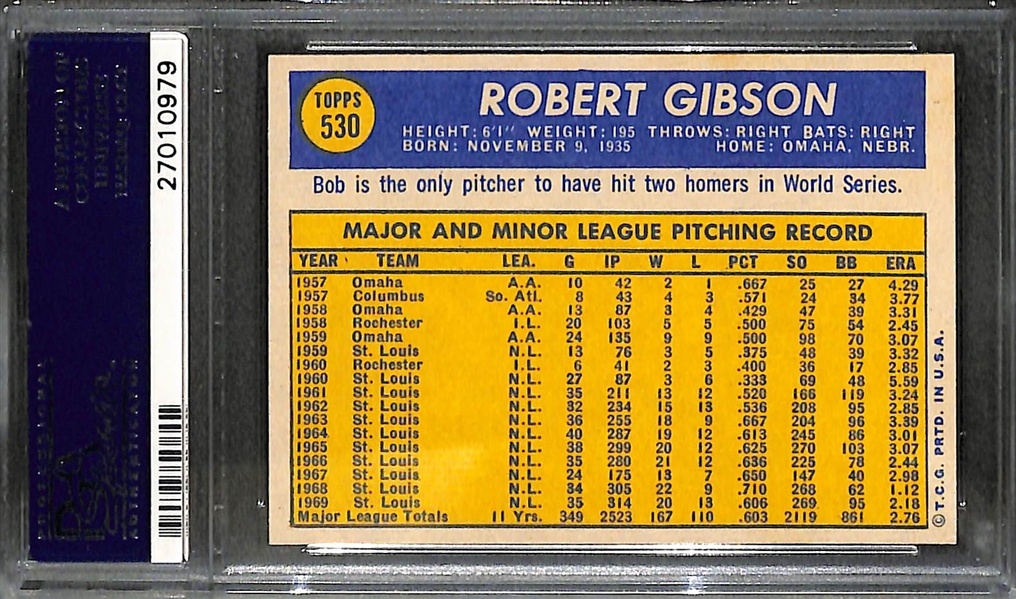 1970 Topps #530 Bob Gibson PSA 9