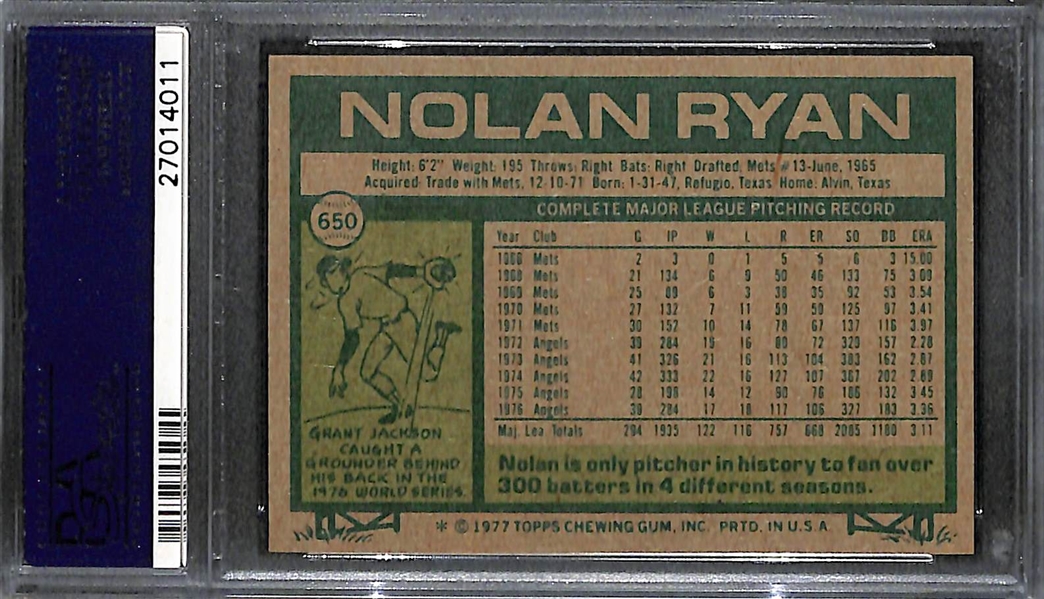 1977 Topps #650 Nolan Ryan PSA 9