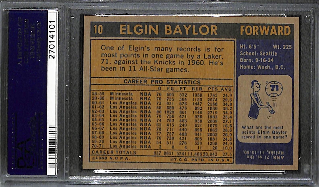 1971 Topps #10 Elgin Baylor PSA 9