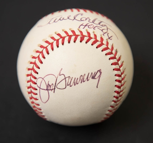 Steve Carlton, Robin Roberts and Jim Bunning Signed Baseball (JSA COA) - Phillies HOF Pitchers