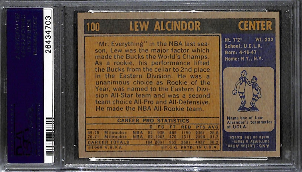 1971 Topps #100 Lew Alcindor PSA 8