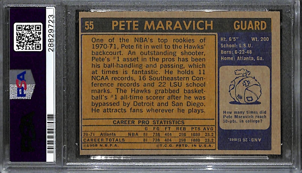 1971 Topps #55 Pete Maravich PSA 8