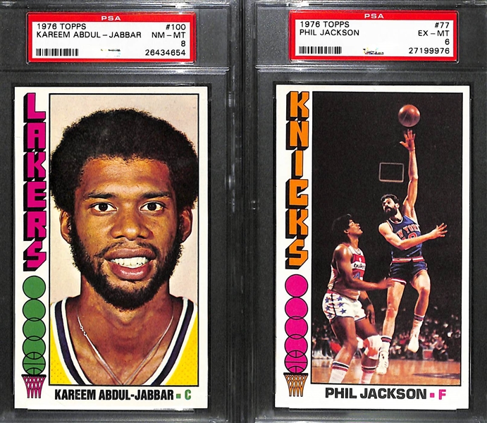 Kareem Abdul-Jabbar & Phil Jackson 1976 Topps Cards PSA Graded