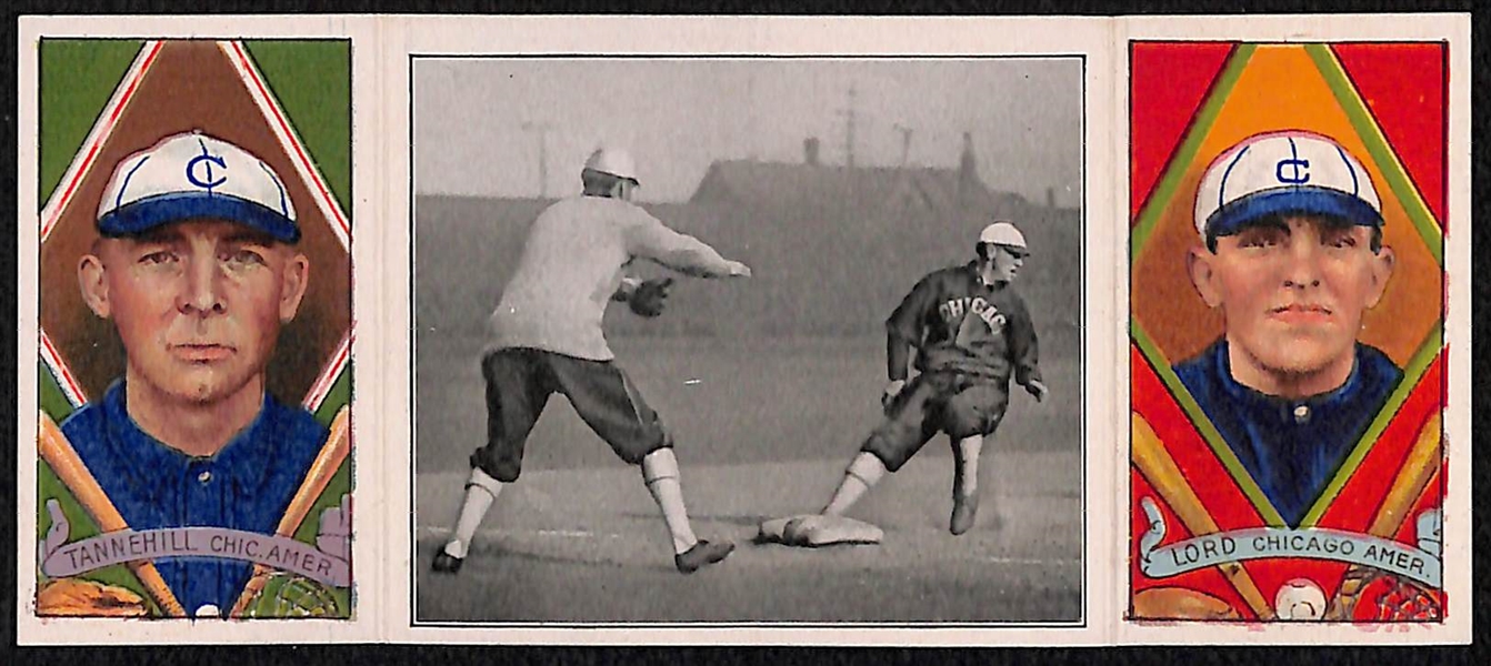1912 T202 Hassan Triple Folder Harry D. Lord & Lee Tannehill Held at Third
