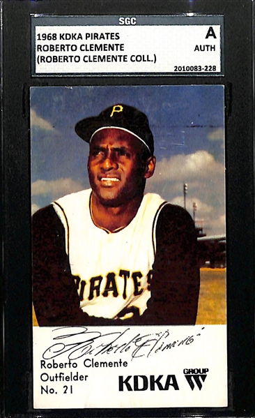 Rare 1968 KDKA Roberto Clemente Baseball Card, Directly From the Clemente Family (Slabbed by SGC and contains a letter of Provenance from Roberto's wife Vera)