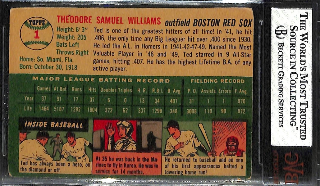 1954 Topps Baseball Ted Williams #1 - BVG 3.5