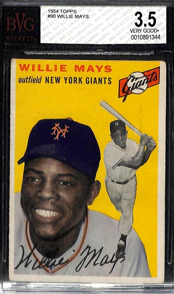 1954 Topps Baseball Willie Mays #90 - BVG 3.5