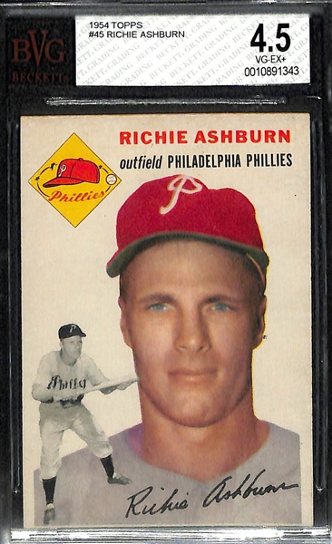 1954 Topps Richie Ashburn #45 - BVG 4.5