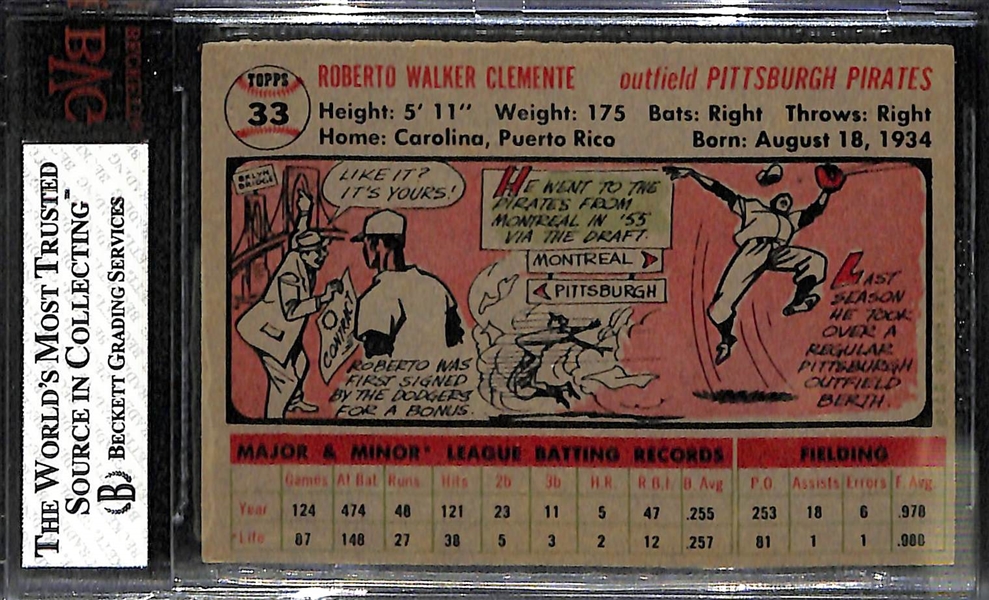 1956 Topps Baseball Roberto Clemente #33A - BVG 5.5