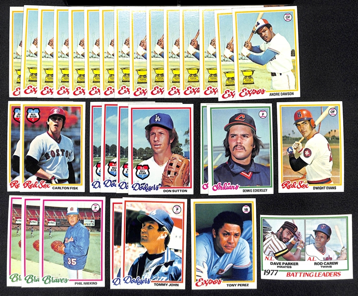Lot of 3000+ 1978 Topps Baseball Cards w. Andre Dawson