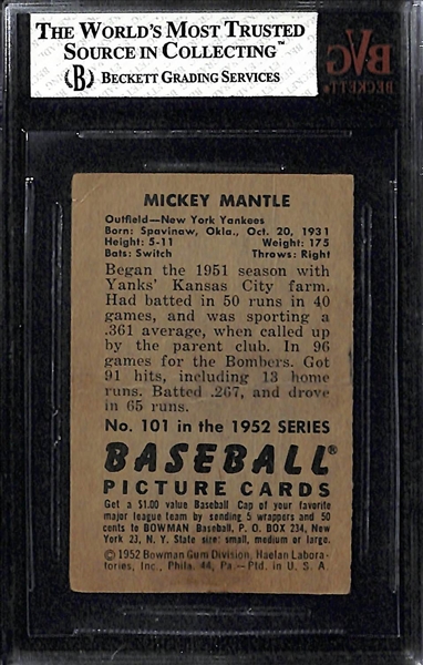 1952 Bowman Mickey Mantle (#101) - BVG 1.5