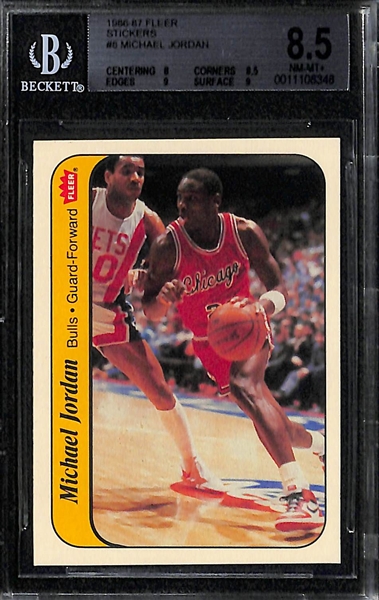 1986-87 Fleer Michael Jordan Rookie Sticker (#8) - BVG 8.5