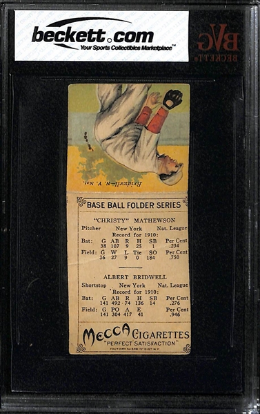 1911 T201 Mecca Double Folder Christy Mathewson (HOF) & Al Bridwell - BVG 2
