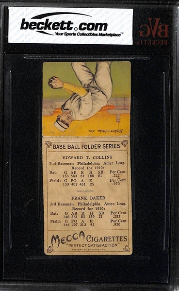 1911 T201 Mecca Double Folder Eddie Collins (HOF) & Frank Home Run Baker (HOF) - BVG 1.5