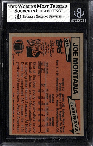 1981 Topps #216 Joe Montana Rookie Card - BVG 7.5