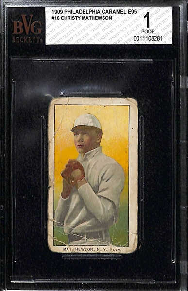 1909 E95 Philadelphia Caramel Christy Mathewson Card - BVG 1