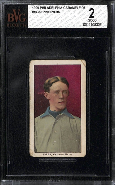1909 E95 Philadelphia Caramel Johnny Evers Card - BVG 2