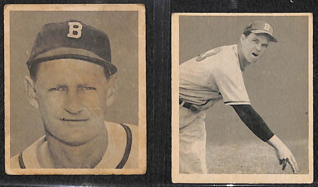 Lot of (2) 1948 Bowman Baseball Cards - Bob Elliott RC & Johnny Sain RC